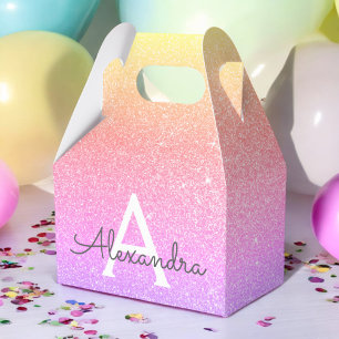 Rainbow Glitter & Sparkle Monogram Favour Box