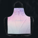 Rainbow glitter sparkle script modern girly script apron<br><div class="desc">Rainbow glitter sparkle script modern girly personalised design, </div>