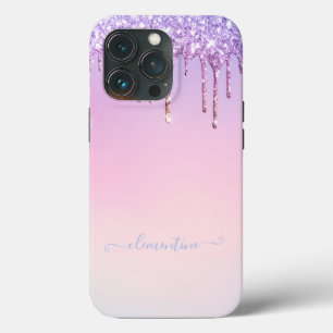 Rainbow glitter sparkle script modern girly script iPhone 13 pro case