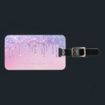 Rainbow glitter sparkle script modern girly script luggage tag<br><div class="desc">Rainbow glitter sparkle script modern girly personalised design, </div>