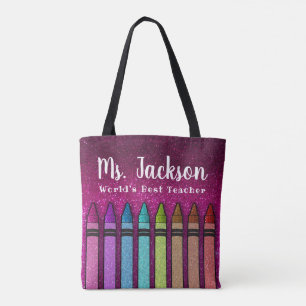 Rainbow Glitter Teachers Classroom Back to School Tote Bag