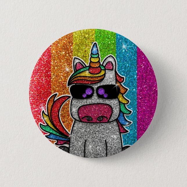 Rainbow Glitter Unicorn Sparkly LGBTQ Sparkles     6 Cm Round Badge (Front)