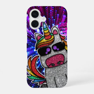 Rainbow Glitter Unicorn Sparkly Trippy Sparkles iPhone 16 Case