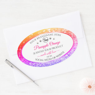 Rainbow Glitter White Product Labels Logo Diamonds