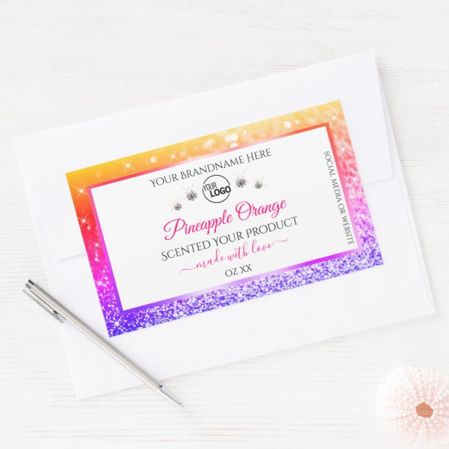 Rainbow Glitter White Product Labels Logo Diamonds (Envelope)