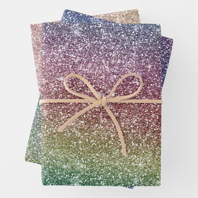 Rainbow Glitter  Wrapping Paper Sheet (In situ)