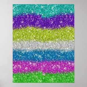 Rainbow Glitters Stripes Poster