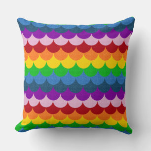 Rainbow Glittery Mermaid Scales Pattern Cushion