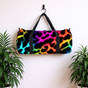 Rainbow Glow Leopard Print Duffle Bag