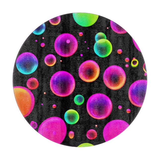 Rainbow Glowing Bubble Dream Cutting Board (Front)