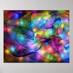 rainbow glowing lights poster
