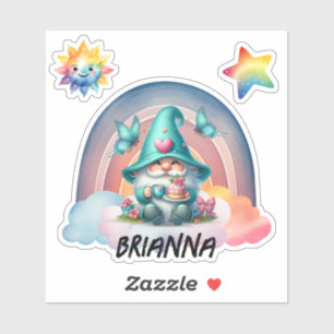 Rainbow Gnome Dreams, Customizable Cloud Sticker