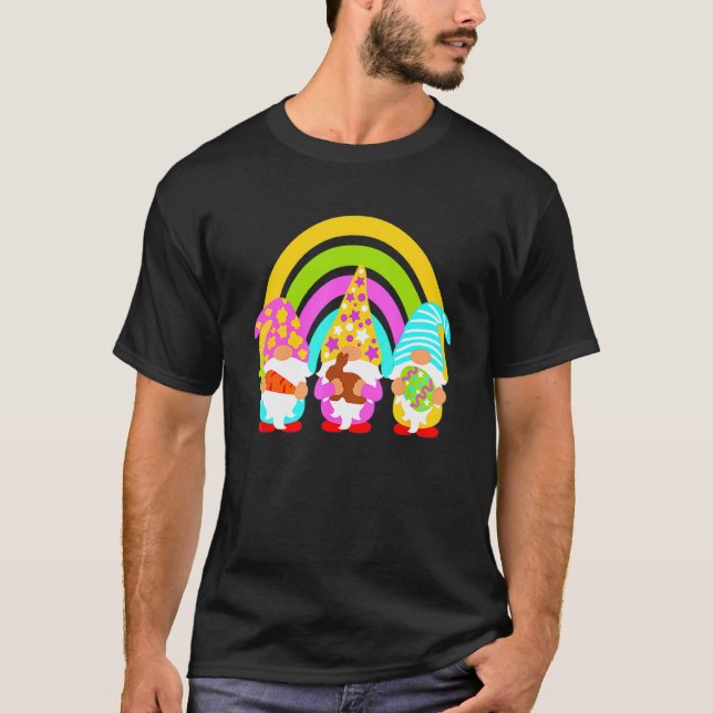 Rainbow Gnome Easter Day Bunny Egg Spring Womens G T-Shirt (Front)