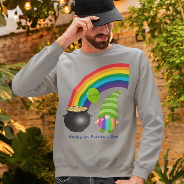 Rainbow Gnome Pot of Gold St Paddys Day Sweatshirt (Rainbow Gnome Pot of Gold St Paddy's Day Sweatshirt)