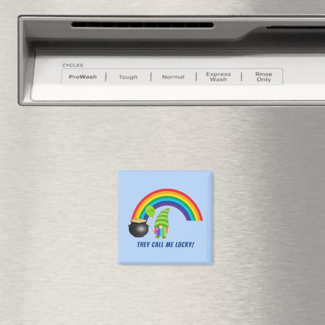 Rainbow Gnome Pot of Gold St Patricks Day Magnet (In Situ (Dishwasher))