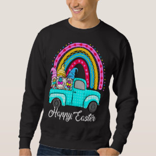 Rainbow gnomes with Bunny Eggs Hunting Truck Easte Sweatshirt