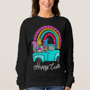 Rainbow Gnomes With Bunny Eggs Hunting Truck Easte Sweatshirt