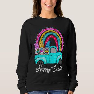 Rainbow Gnomes With Bunny Eggs Hunting Truck Easte Sweatshirt
