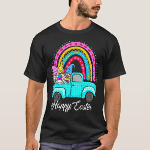 Rainbow Gnomes With Bunny Eggs Hunting Truck Easte T-Shirt