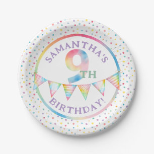 Rainbow Goat 9th Birthday Party Paper Plates