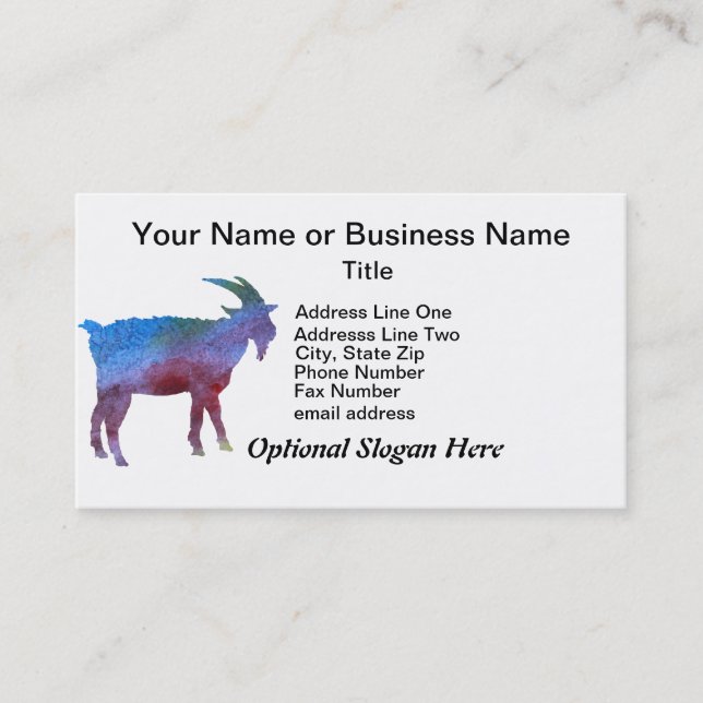 Rainbow Goat with Customisable Text Business Card (Front)
