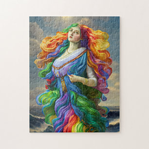 Rainbow Goddess digital painting original art Jigsaw Puzzle