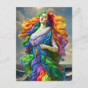 Rainbow Goddess digital painting original art Postcard