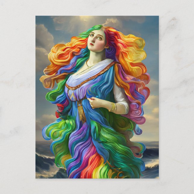 Rainbow Goddess digital painting original art Postcard (Front)