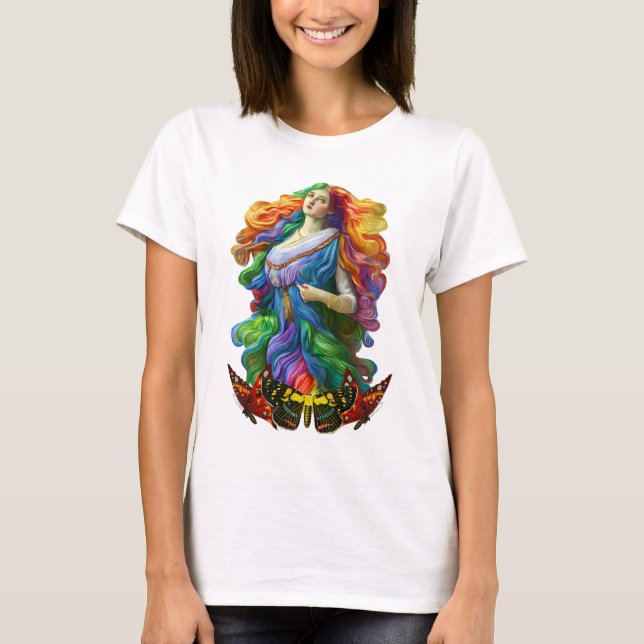 Rainbow Goddess digital painting original art T-Shirt (Front)