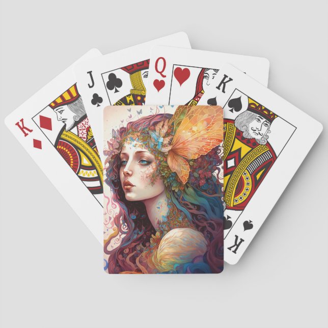 Rainbow Goddess Fantasy Art Playing Cards (Back)