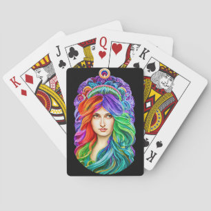 Rainbow Goddess Queen Fantasy art Playing Cards