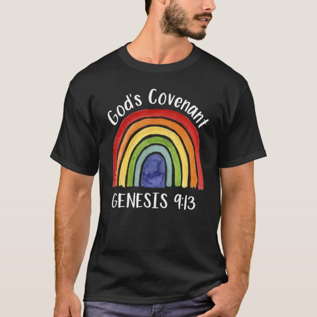 rainbow Gods convenant Jesus  Christian proverb te T-Shirt (Front)