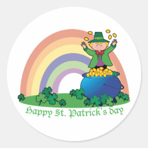 Rainbow Gold Leprechaun Classic Round Sticker
