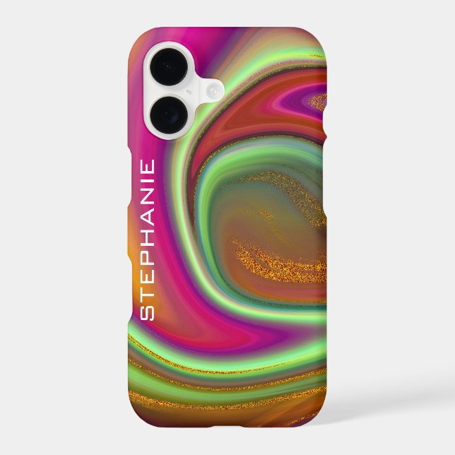 Rainbow Gold Marble Agate Monogram (Back)