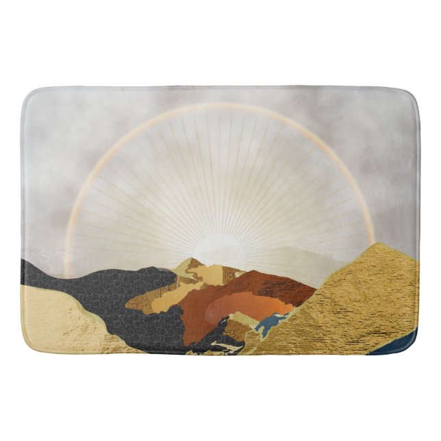 Rainbow Gold Metallic Mountain Bright Sun Landscap Bath Mat (Front)