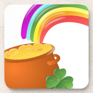Rainbow Gold Pot Lucky Irish Sky Ireland Colourful Coaster
