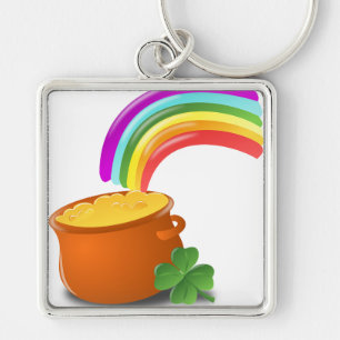 Rainbow Gold Pot Lucky Irish Sky Ireland Colourful Key Ring