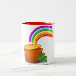 Rainbow Gold Pot Lucky Irish Sky Ireland Colourful Two-Tone Coffee Mug