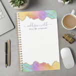 Rainbow Gold Watercolor Agate Custom Business Planner<br><div class="desc">Elevate your professional planning with this rainbow gold watercolor agate personalised business planner. Perfect for women who appreciate vibrant and luxurious designs, this planner combines the beauty of watercolor agate with practical functionality. The sparkling gold accents and colourful agate pattern add a touch of elegance to your daily organisation. Personalise...</div>