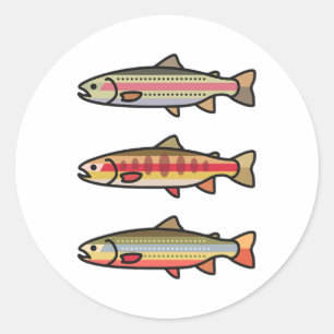 Rainbow Golden Brook Trout Fishing Gift For Angler Classic Round Sticker