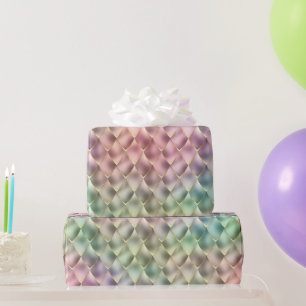 Rainbow Golden Mermaid Scales Pattern Holiday Wrapping Paper