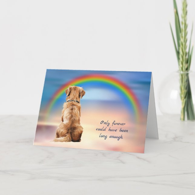 Rainbow Golden Retriever Loss Sympathy Card (Front)
