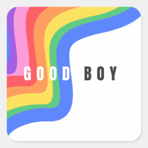 Rainbow Good Boy - Sticker, Fun Gay Pride Icon Square Sticker