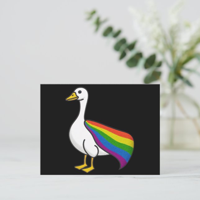 Rainbow Goose LGBTQ Pride Gay Transgender LGBTQ+ Postcard (Standing Front)