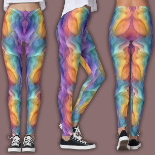  Rainbow Gradient Activewear   Abstract Fluid Wave Leggings