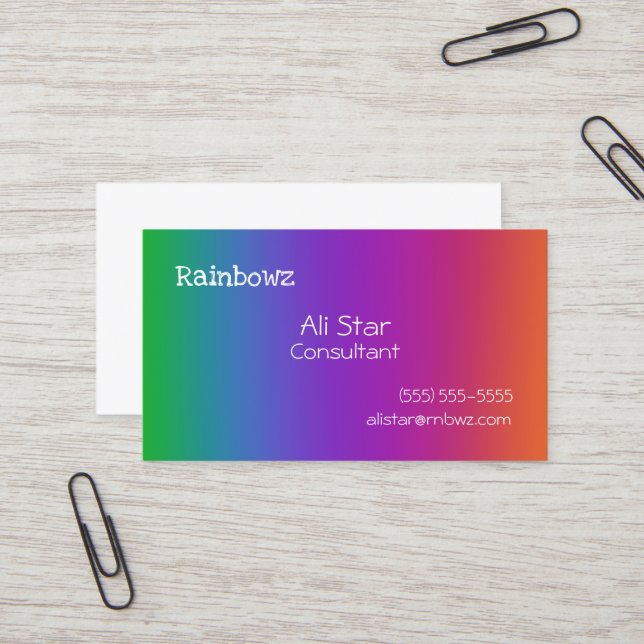 Rainbow Gradient Business Cards (Front/Back In Situ)