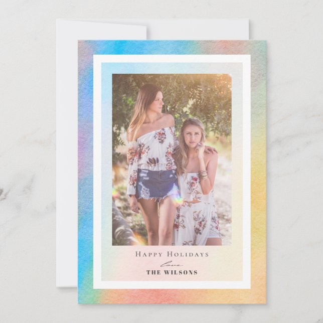 Rainbow Gradient Christmas Holiday Photo Card (Front)