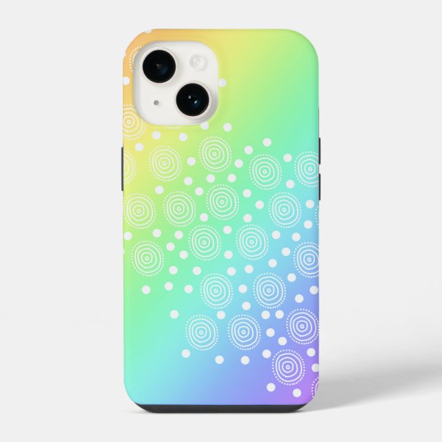 Rainbow Gradient Circles and Dots iPhone Case (Back)