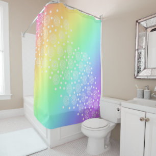 Rainbow Gradient Circles and Dots Shower Curtain