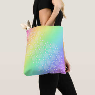 Rainbow Gradient Circles and Dots Tote Bag